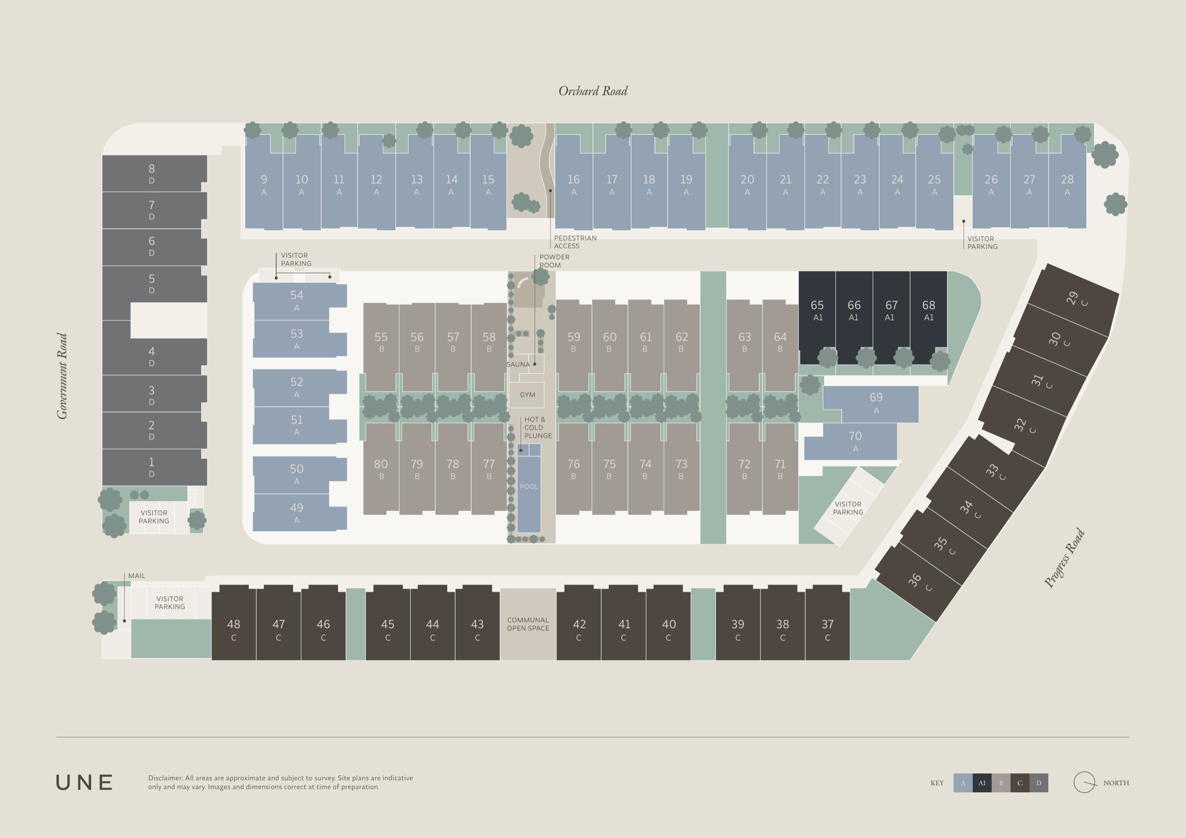 UNE site plan — 80 townhomes at 27 Orchard Road, Richlands